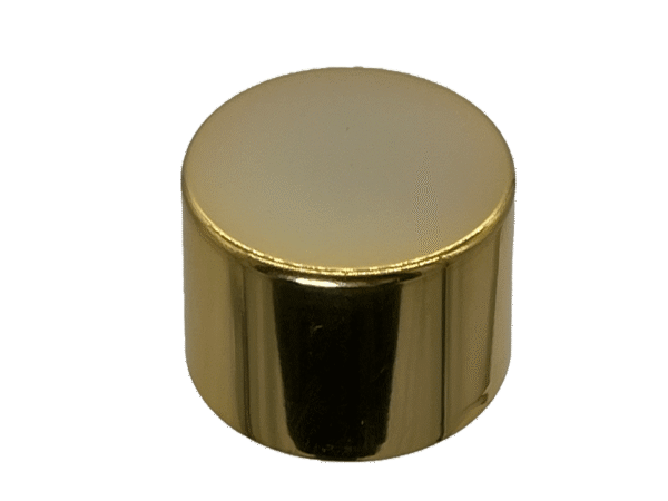 18-410 Metal Overshell Shiny Gold Continuous Thread Cap Pressure Sensitive (PS) Liner