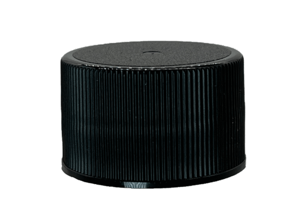 18-410 Ribbed Black Continuous Thread Cap Unlined