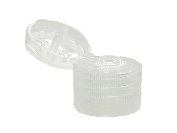 28-410 Ribbed Natural Flip Top Cap Pressure Sensitive (PS) Liner