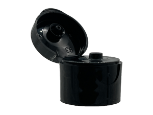 28-410 Smooth Black Flip Top Cap Heat Induction Seal (HS) Liner