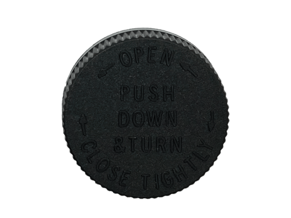 33-400 PDT Text Black Child Resistant Cap Foam Liner