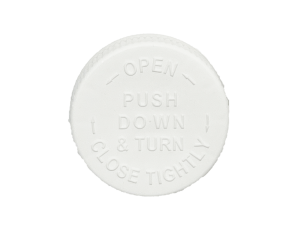 70-400 PDT Text White Child Resistant Cap Foam Liner