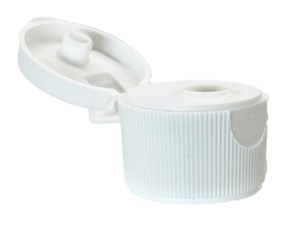 20-410 Ribbed White Flip Top Cap Pressure Sensitive (PS) Liner