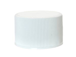 28-410 Ribbed White Continuous Thread Cap Unlined
